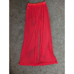 Bloom + Pop Neon Pink Mesh Wide Leg Swim Cover Up Pants S/M Y2K Festival